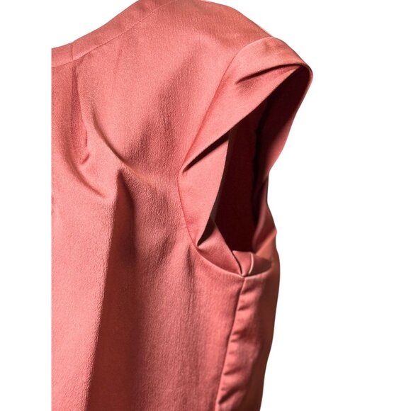 Liz Claiborne CAREER Womens Cap Sleeve Pleated Blouse Silky Shine Pink S Preppy - Picture 6 of 10